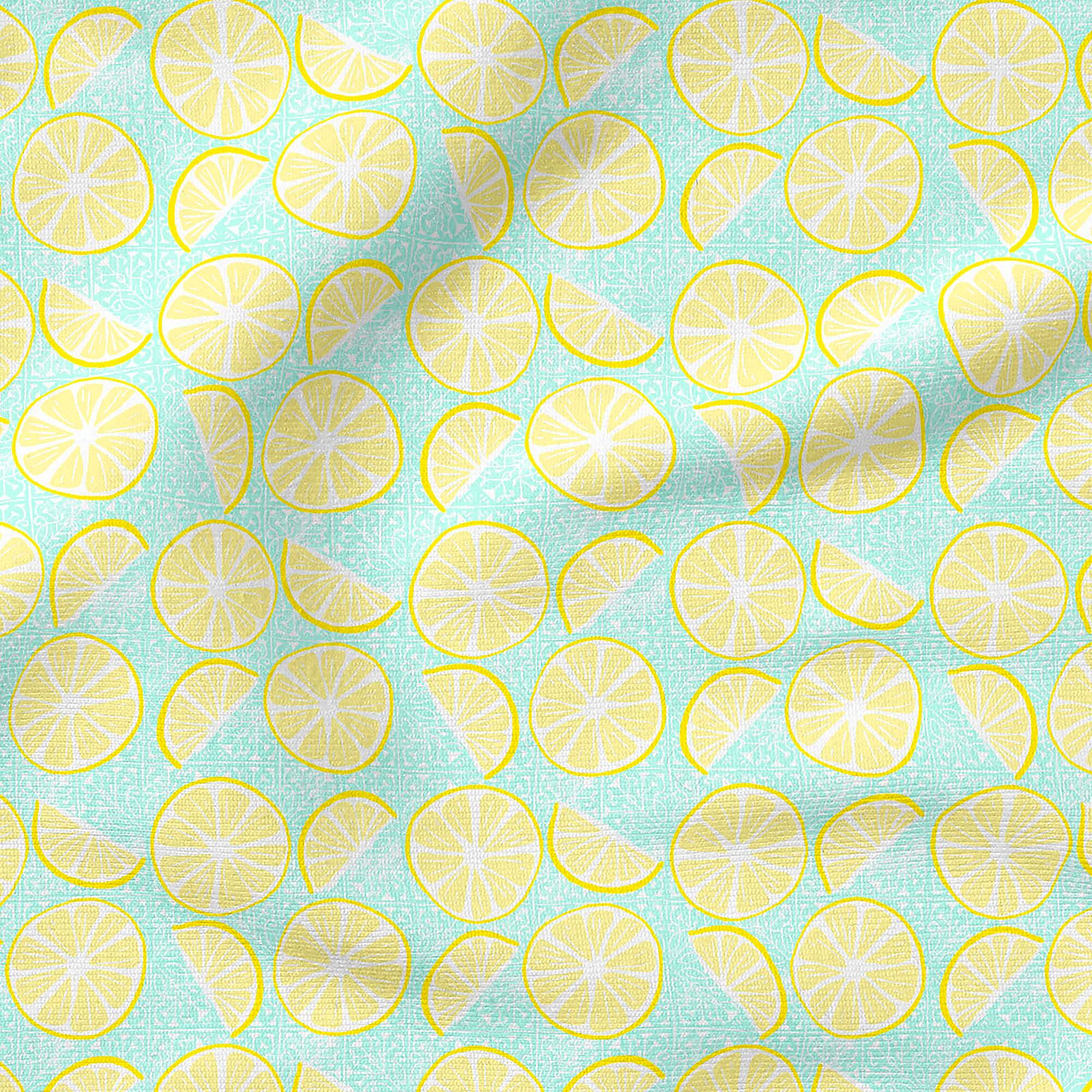 Fabric Editions Turquoise Lemon Slices Cotton Fabric